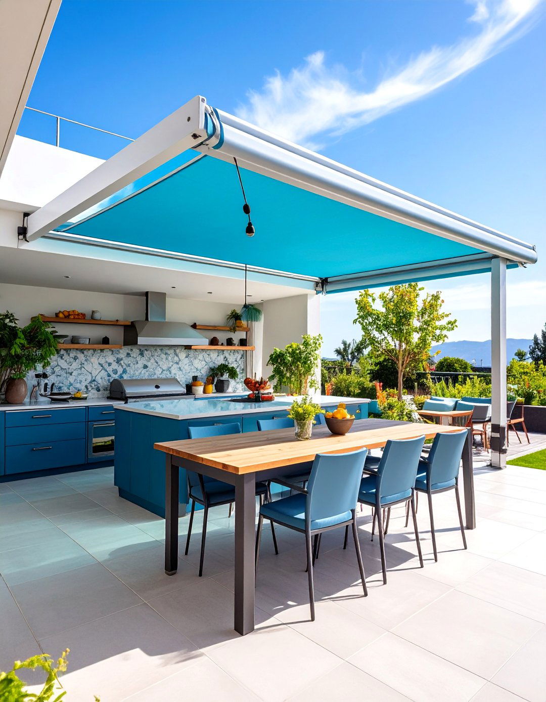 Retractable Pergola Roof with Fabric Panels - 25 Outdoor Kitchen Roof Ideas