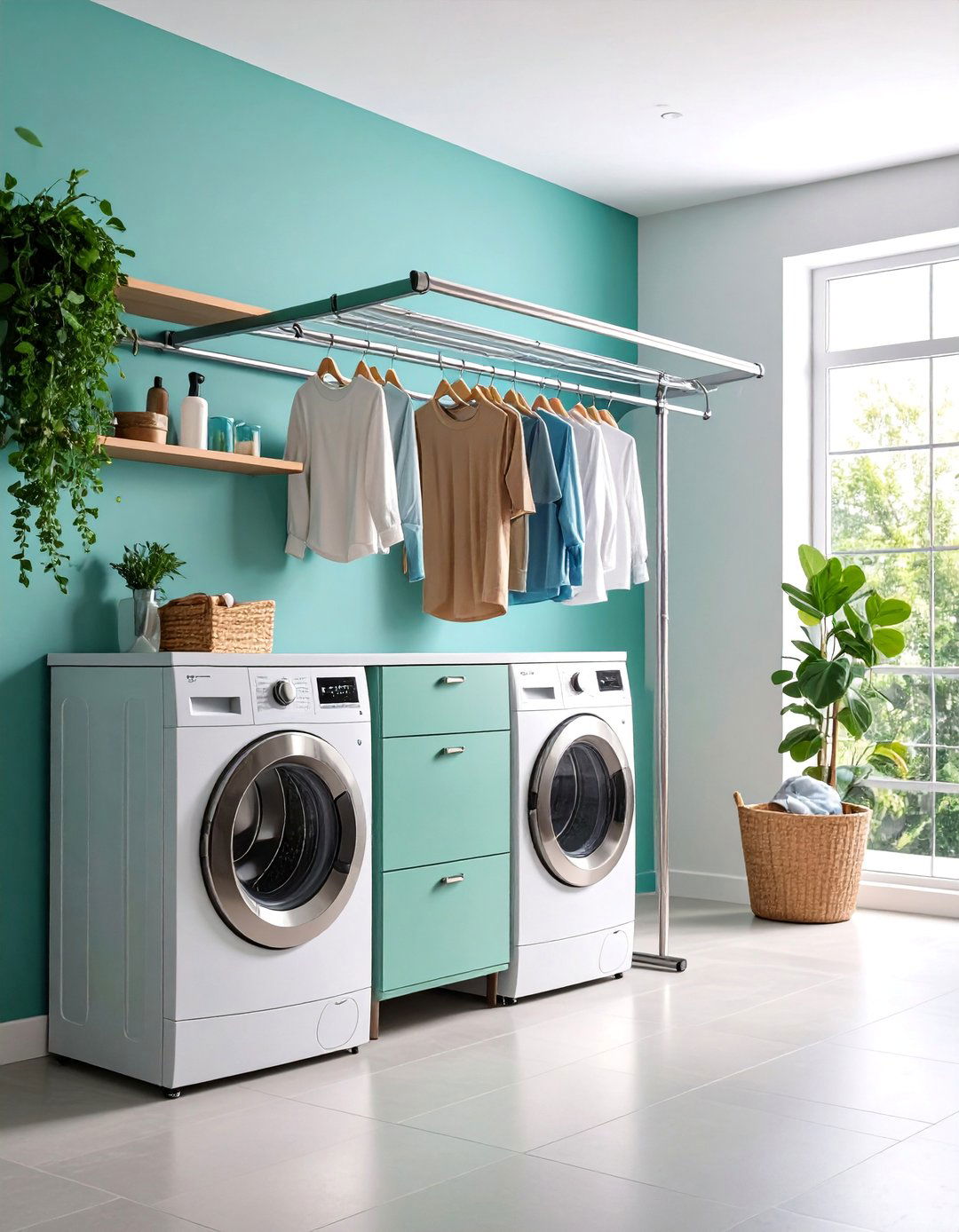 Retractable Wall Mounted Clothesline with Stainless Steel Construction - 25 Laundry Room Drying Rack Ideas