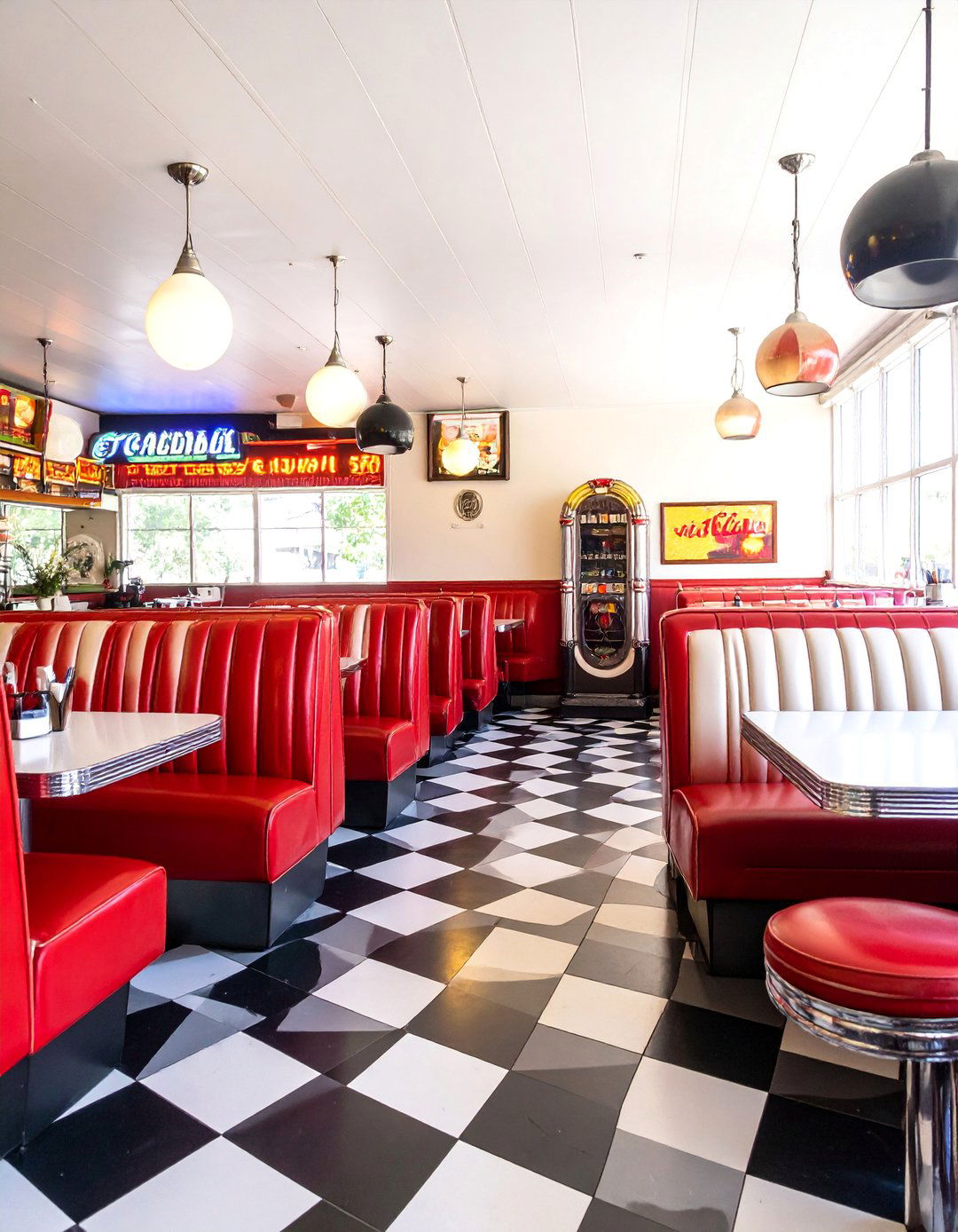 Retro Baseball Diner Style Entertainment Room - 25 Baseball Room Decor Ideas