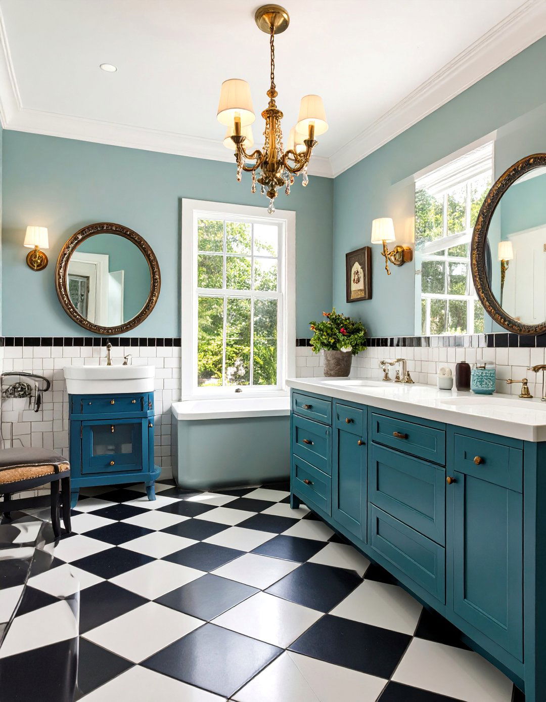 Retro Bathroom Design with Square Mosaic Tiles - 25 Black and White Bathroom Tile Ideas