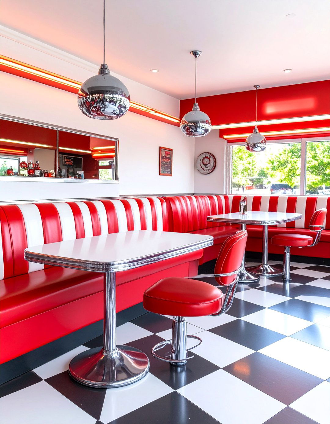 Retro Diner Office with Chrome and Vinyl Details - 25 Home Office for Couples Ideas and Designs