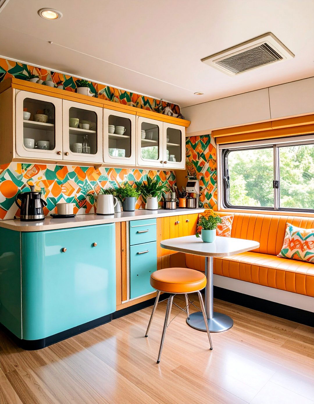 Retro Geometric Coffee Bar Area - 25 Rv Wallpaper Ideas