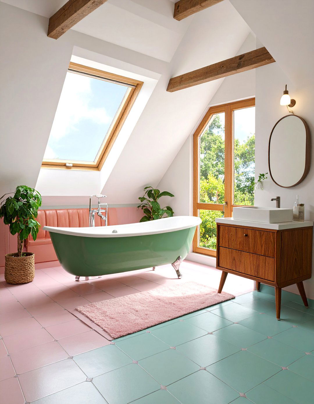 Retro Mid Century Attic Bathroom with Atomic Age Style - 25 Attic Bathroom Ideas