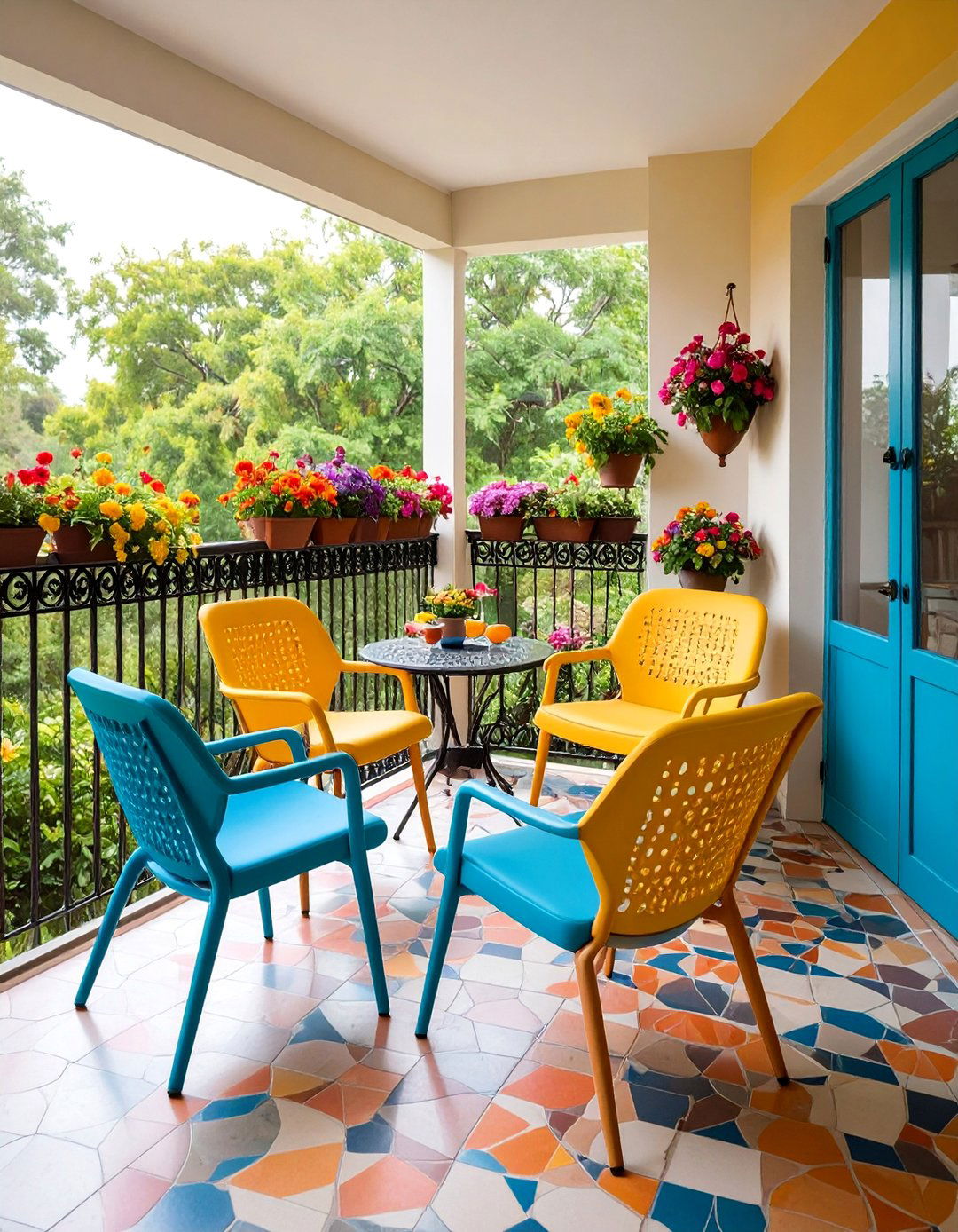 Retro Mid Century Balcony Office with Vintage Flair - 25 Balcony Office Ideas