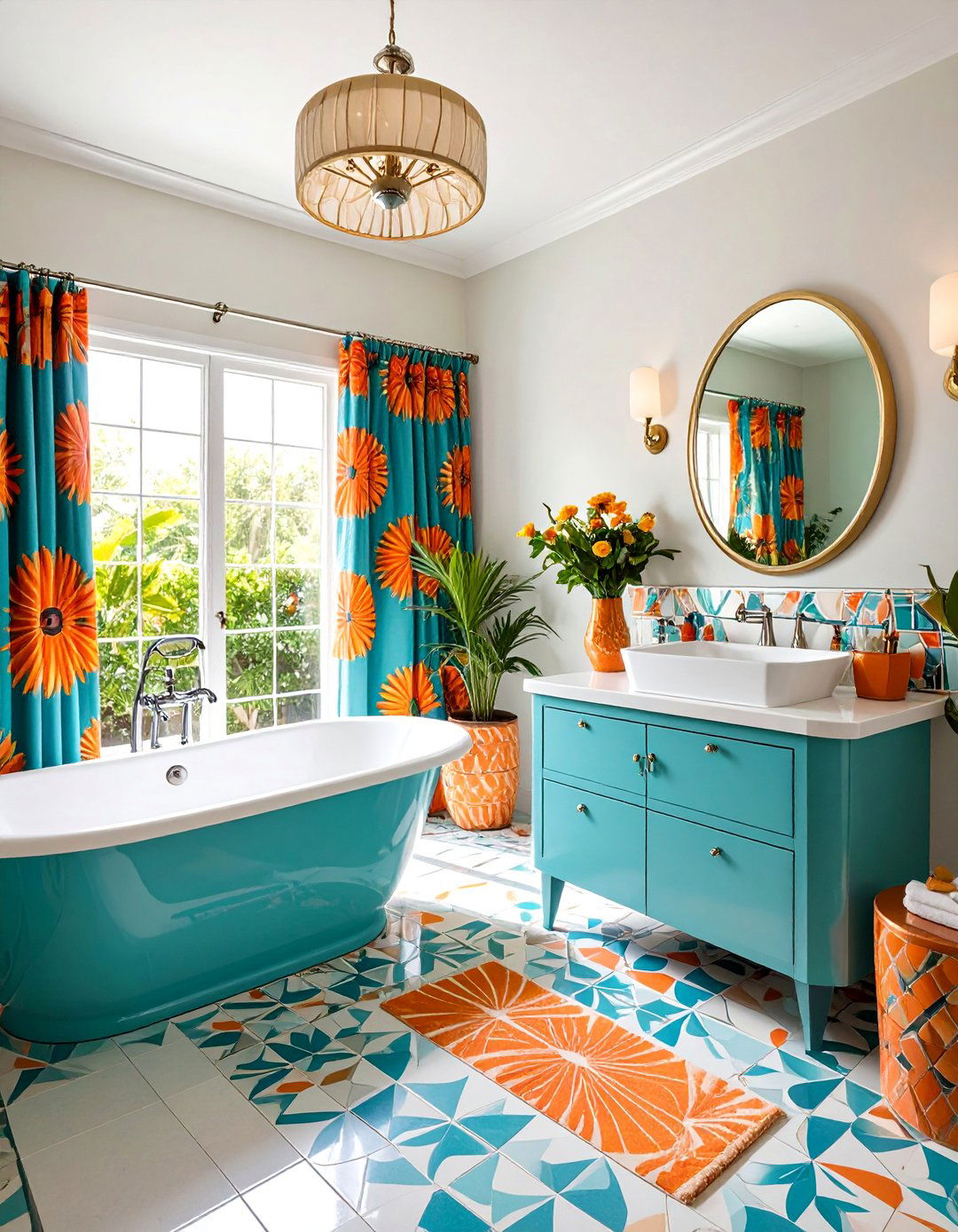 Retro Mid Century Bathroom Curtains with Vintage Modern Style - 25 bathroom curtain ideas