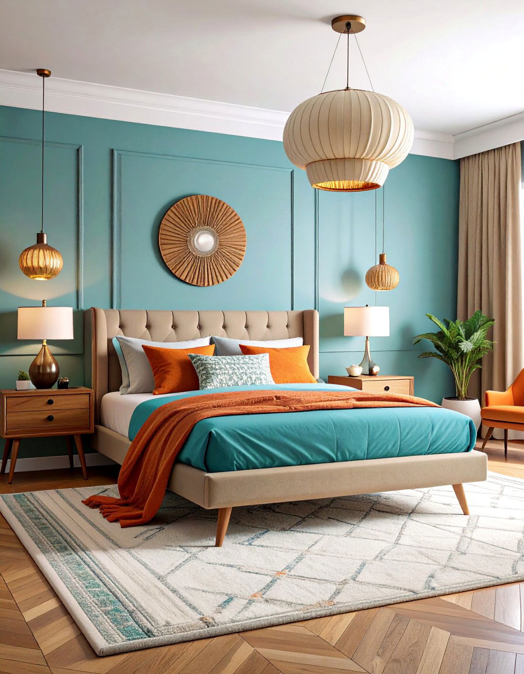 Retro Mid Century Bedroom with Bold Colors - 25 Bedroom Ideas for Women