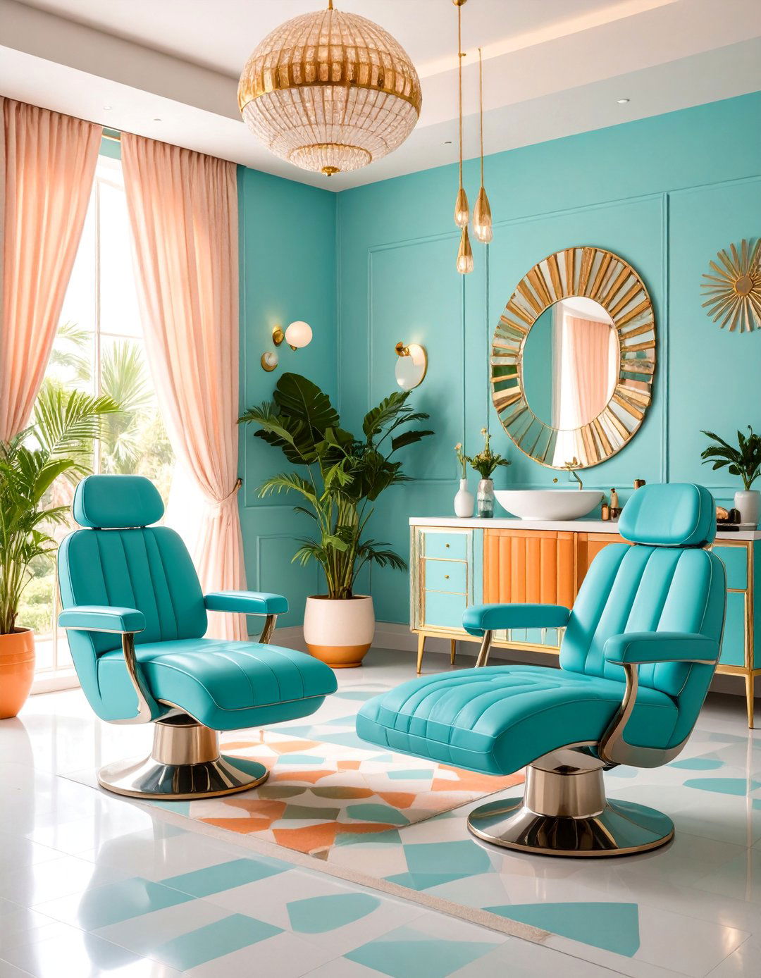Retro Mid Century Esthetician Room with Atomic Age Elements - 25 Esthetician Room Ideas