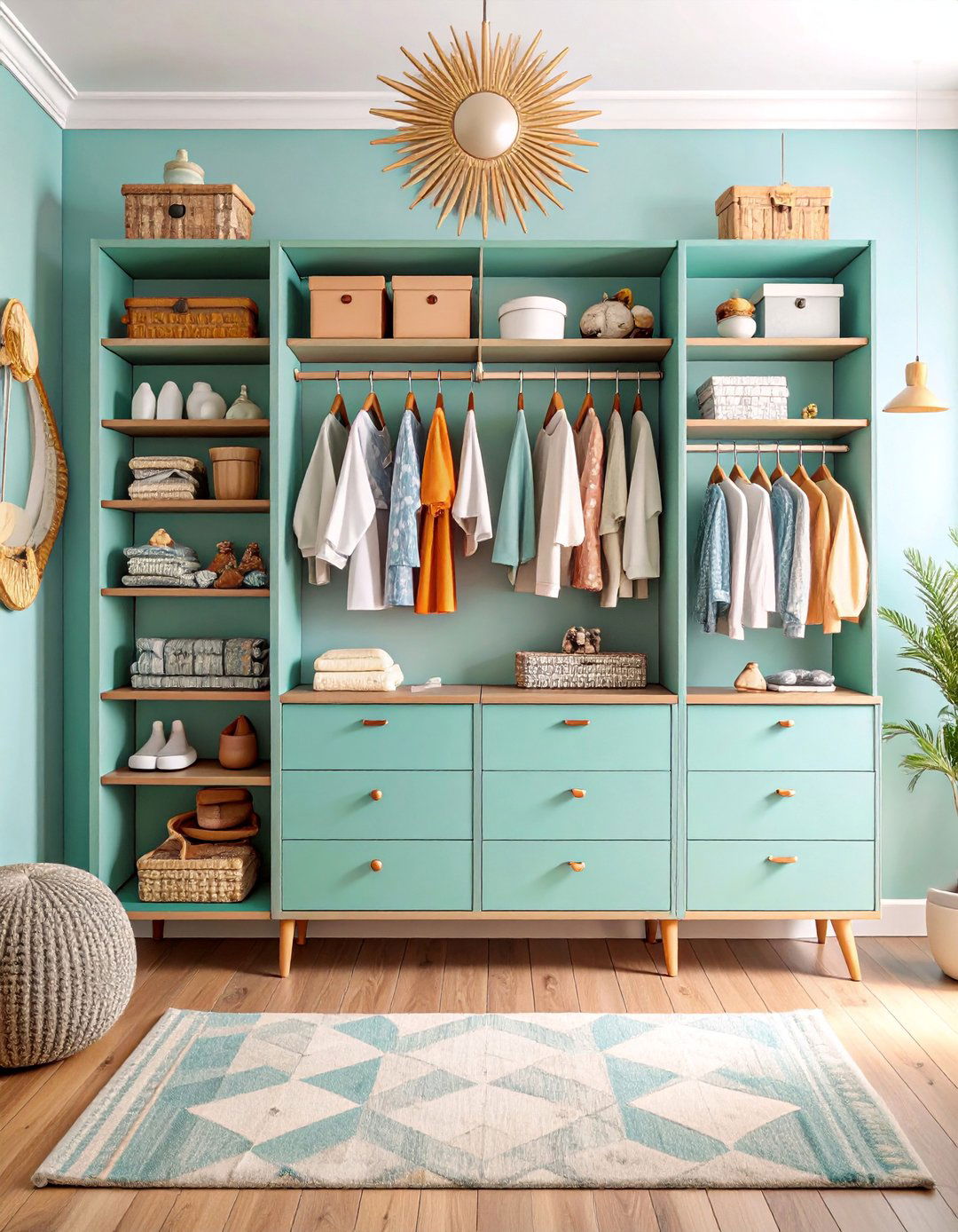 Retro Mid Century Nursery Closet with Atomic Patterns - 25 Nursery Closet Ideas