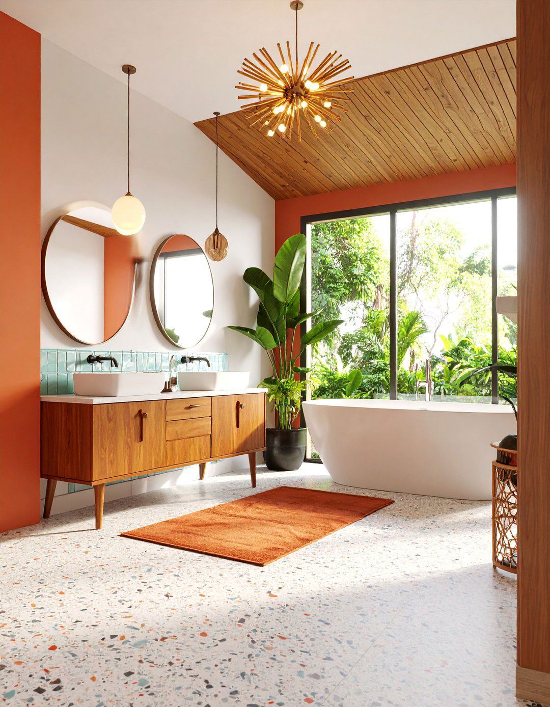 Retro Mid Century Office Bathroom Design - 25 Office Bathroom Ideas