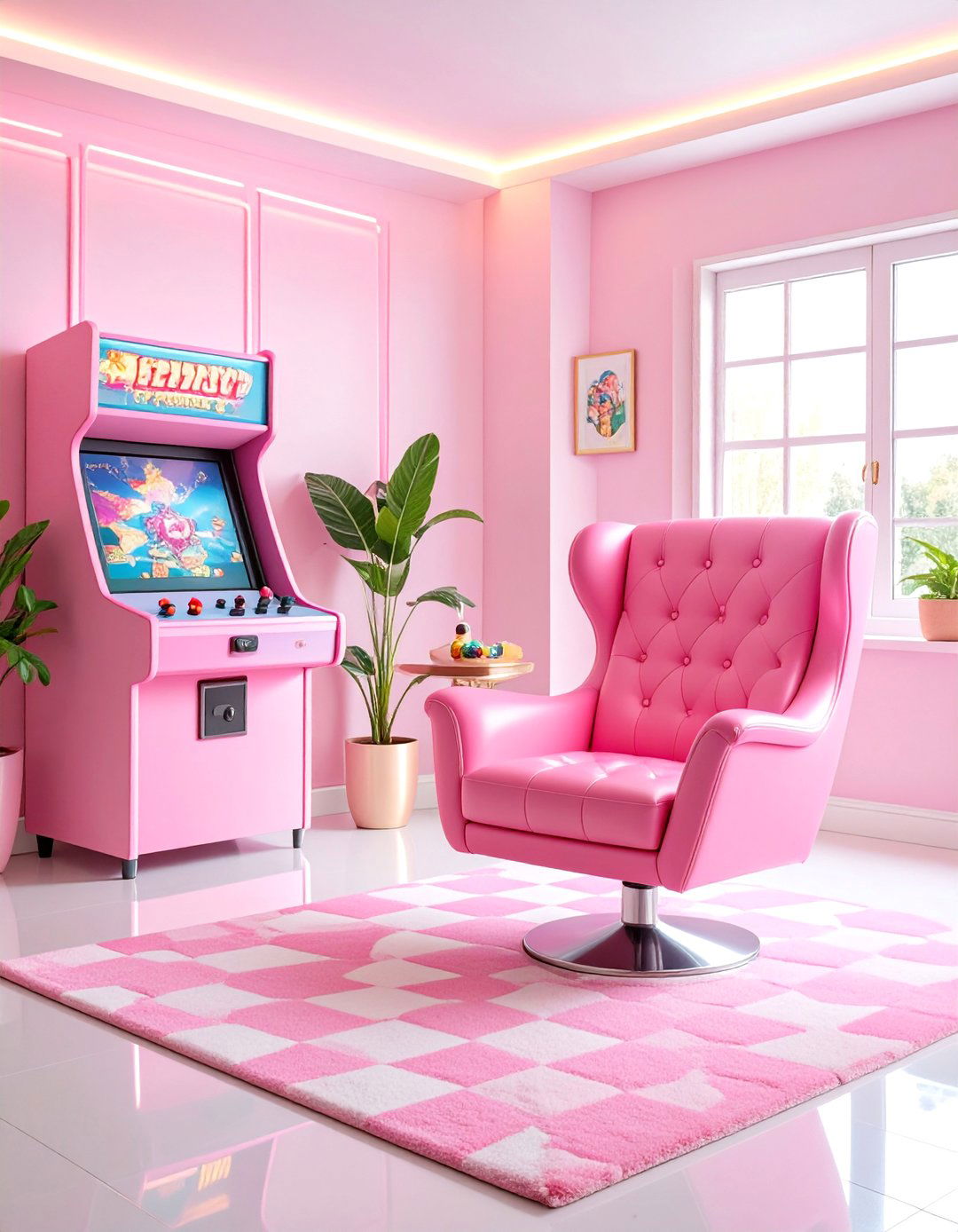 Retro Pink Arcade Gaming Setup - 25 Pink Gaming Setup Ideas