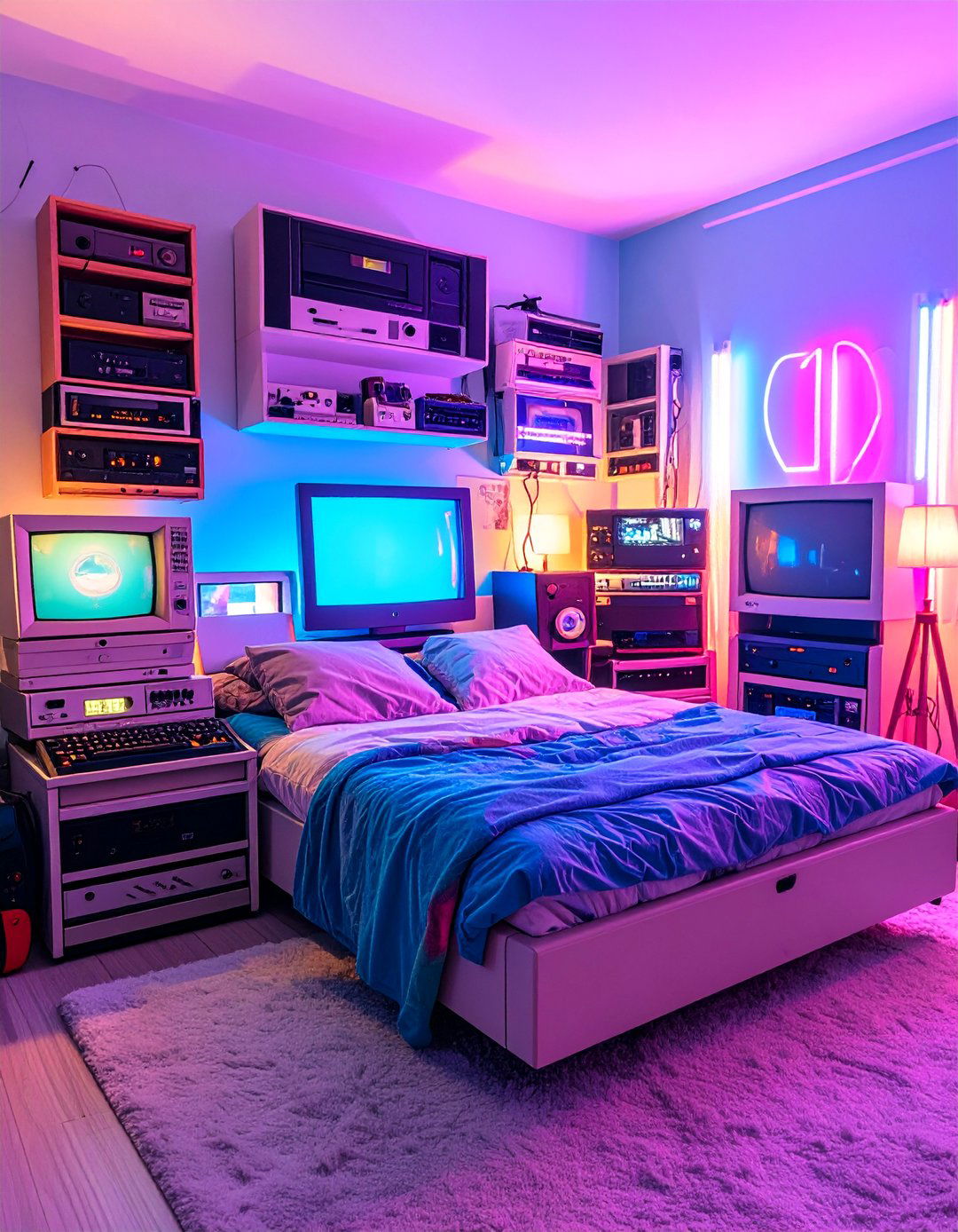 Retro Tech Display Bedroom Theme - 25 90s Bedroom Decor Ideas