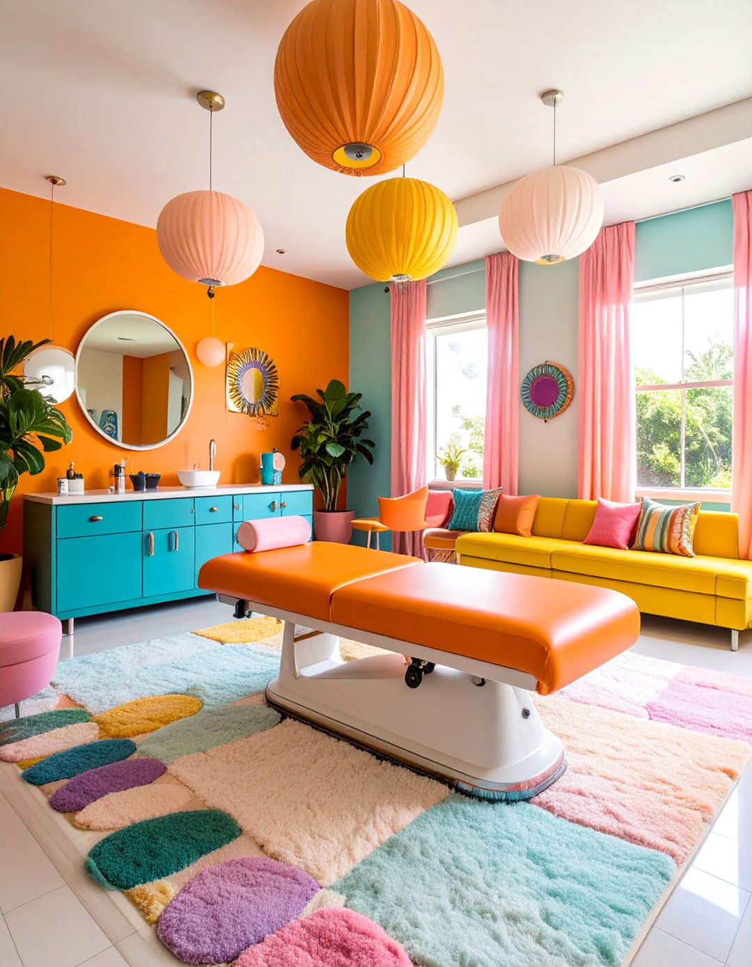 Retro s Facial Room with Bold Patterns - 25 Facial Room Ideas