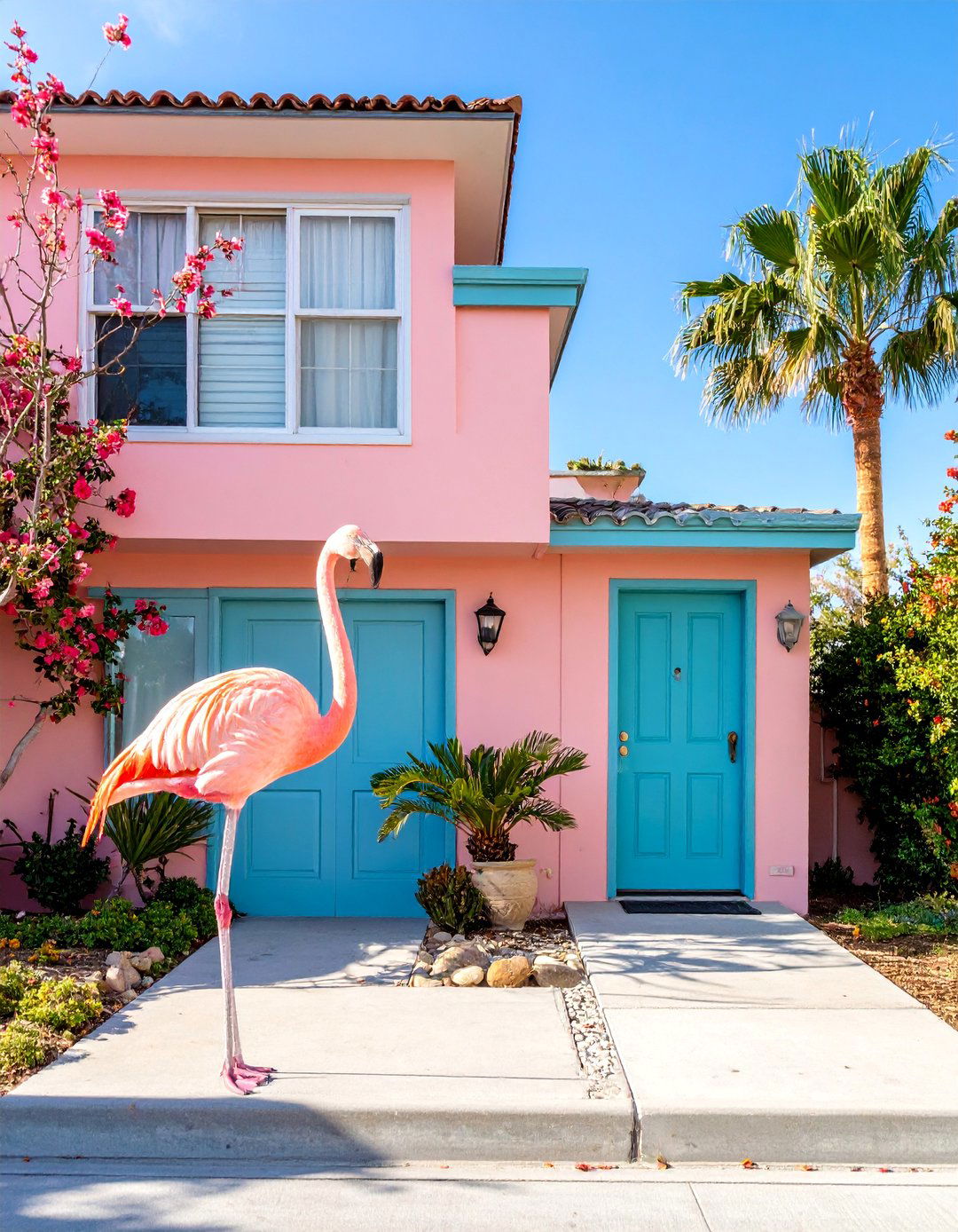 Retro s Flamingo Pink House Exterior with Chrome Highlights - 25 Pink House Exterior Ideas