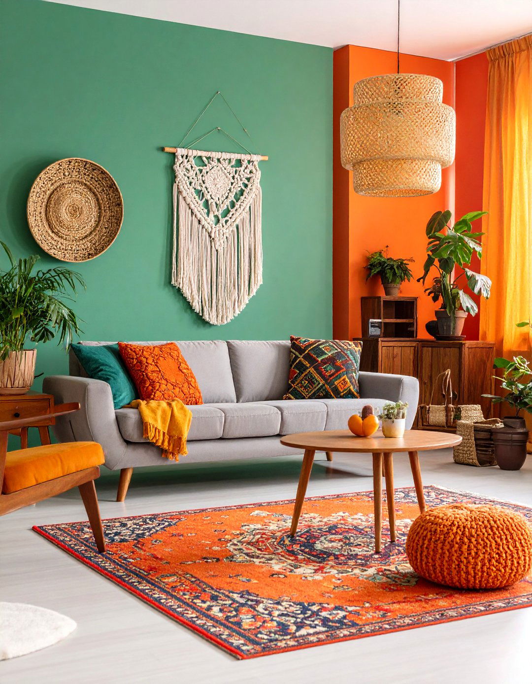 Retro s Grey Couch Space with Earth Tones and Vintage Furniture - 25 Grey Couch Living Room Ideas