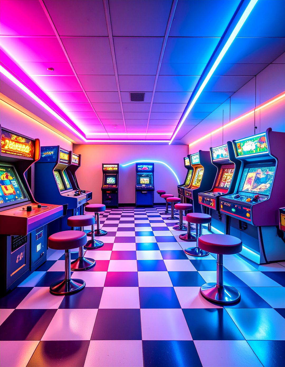 Retro s Neon Arcade Room - 25 Small Game Room Ideas