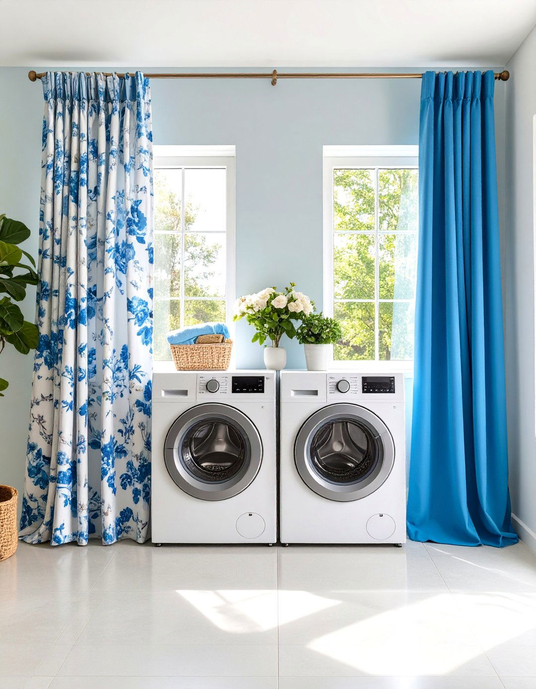 Reversible Curtains with Dual Design Options - 25 Laundry Room Curtain Ideas