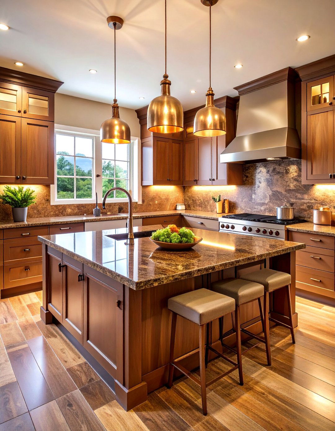 Rich Brown Coffee Granite Countertops with Oak Cabinets - 25 what color countertops go with oak cabinets