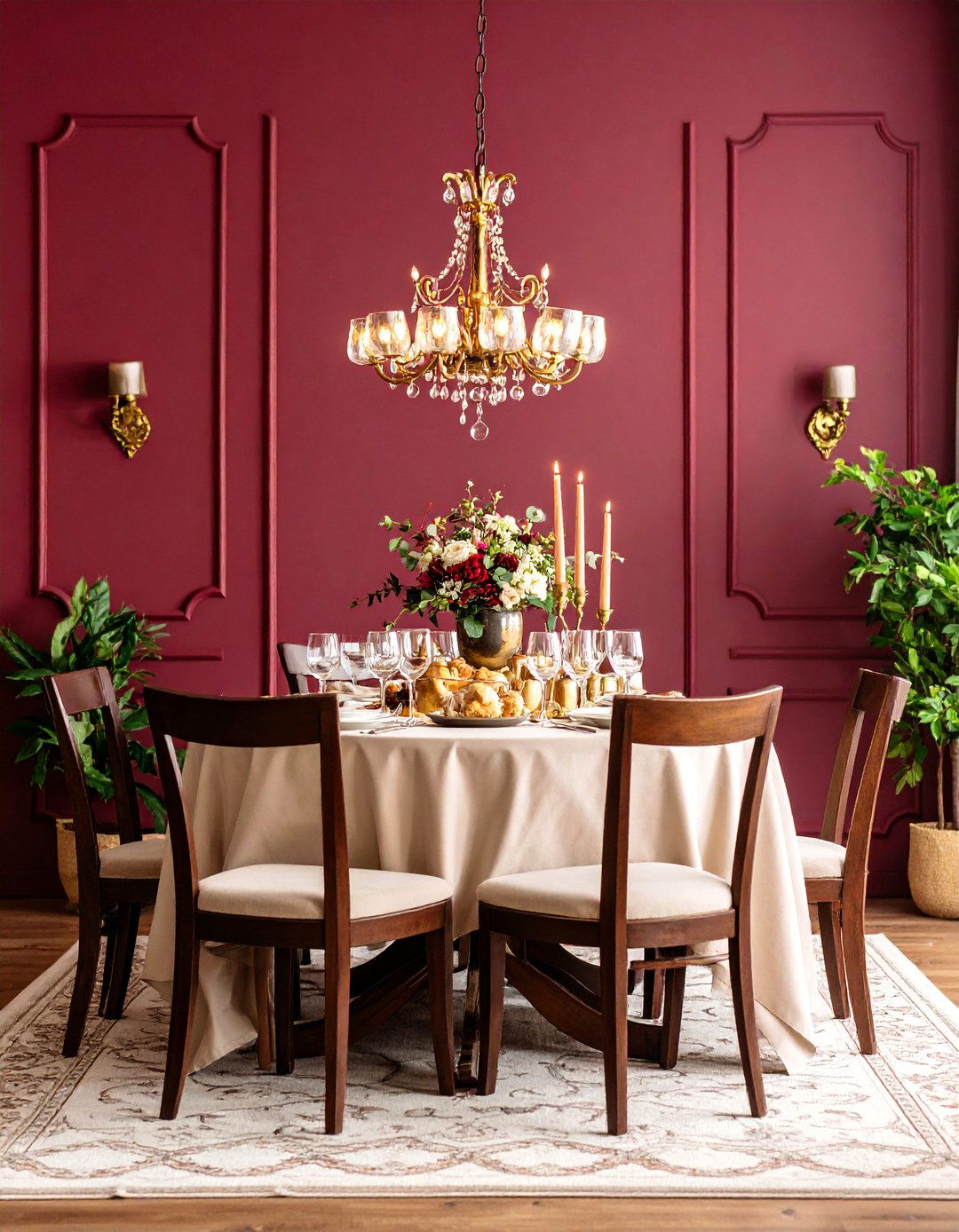 Rich Burgundy Elegance for Formal Dining - 25 Dining Room Paint Colors