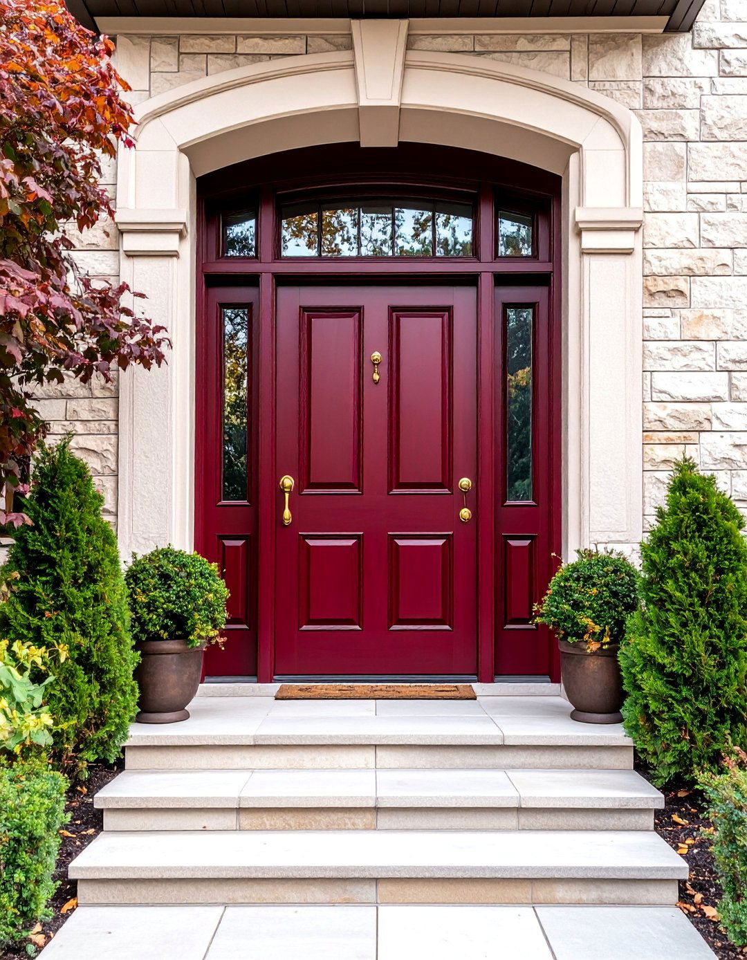 Rich Burgundy Front Door - 25 Mid Century Front Door Colors