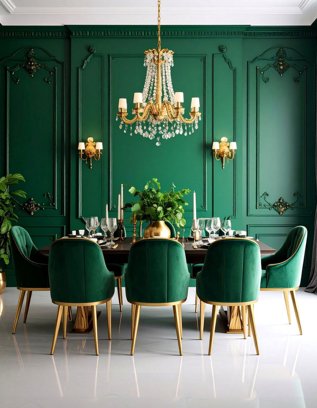 Rich Jewel Tone Paint Wall - 25 Dining Room Accent Wall Ideas