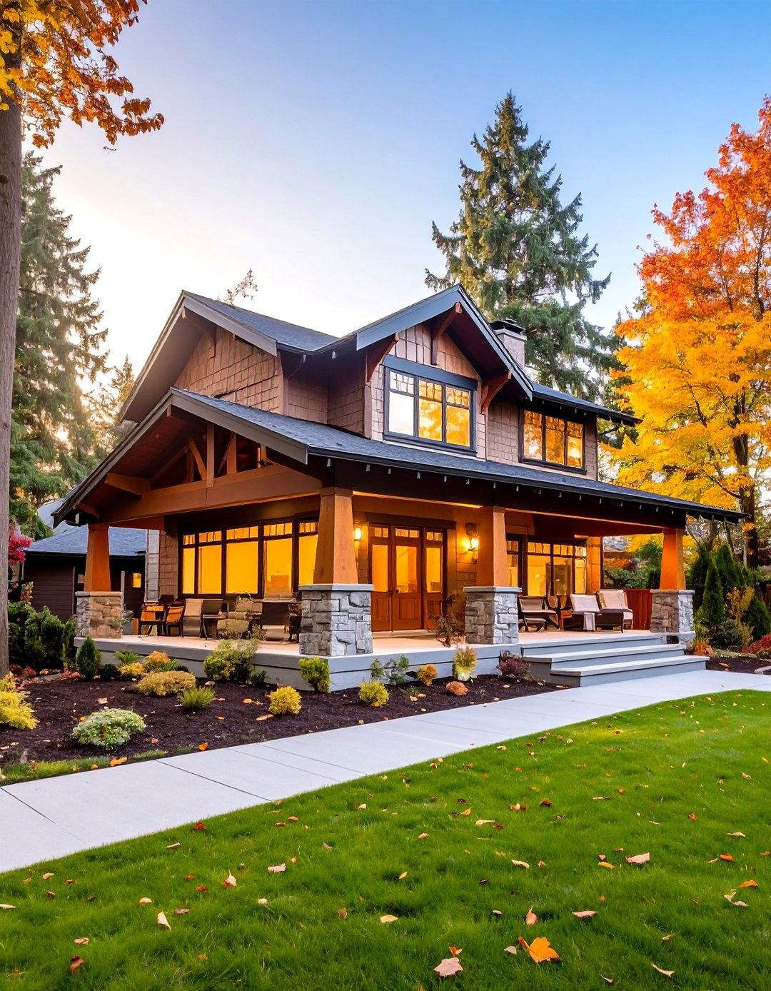 Rich Mahogany Brown Craftsman Bungalow - 25 Brown Exterior House Colors