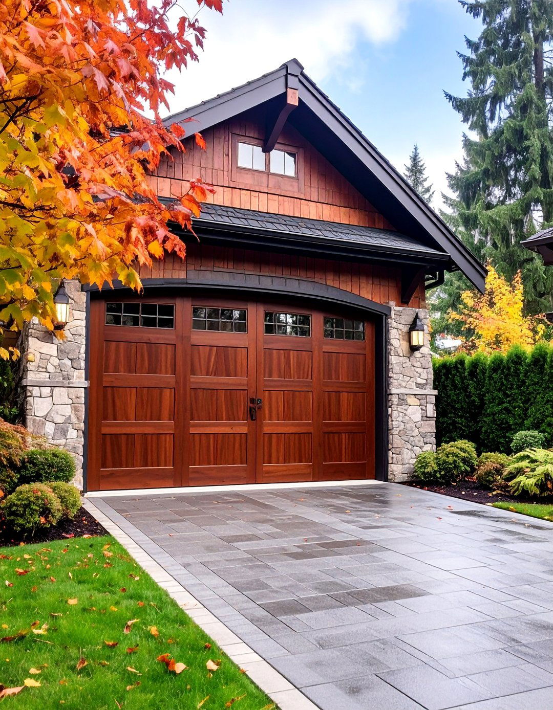 Rich Mahogany Wood Stain - 25 Garage Door Paint Ideas