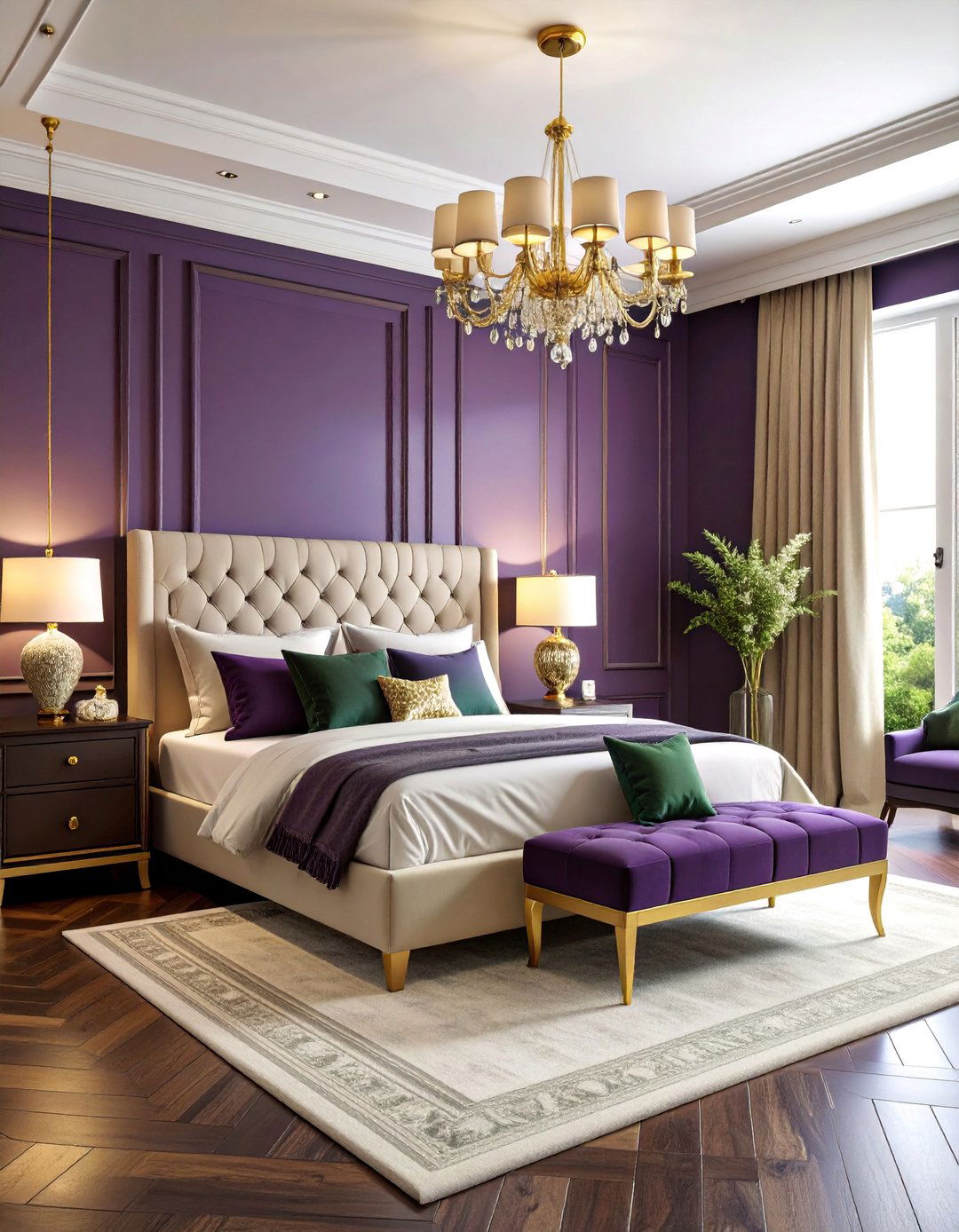 Rich Plum Purple Bedroom with Jewel Tone Accents - 25 Bedroom Paint Colors