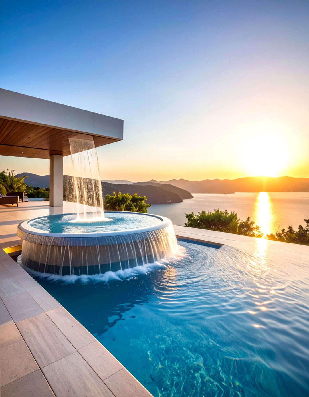 Rimflow Spa Pool Fountain - 25 Pool Fountain Ideas