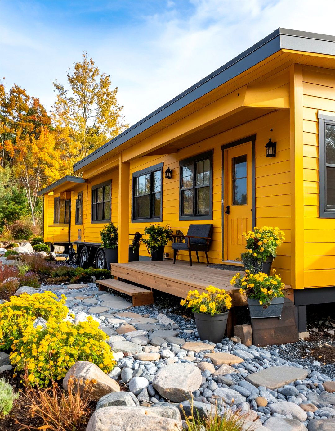 River Rock Faux Stone Accent Features - 25 Mobile Home Siding Design Ideas