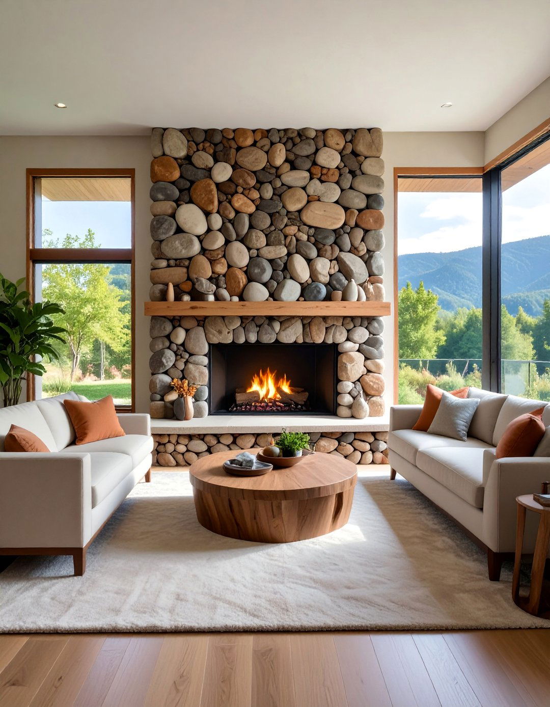 River Rock Fireplace Design - 25 Fireplace Ideas