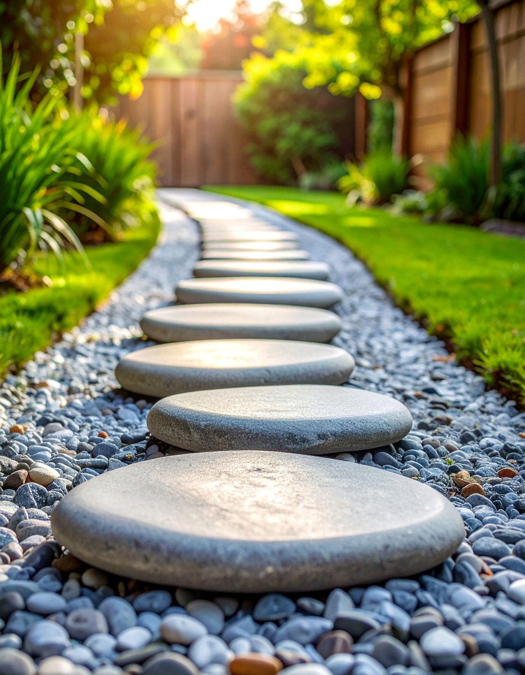 River Rock Gravel Path with Stepping Stone Accents - 25 Above Ground Pool Walkway Ideas