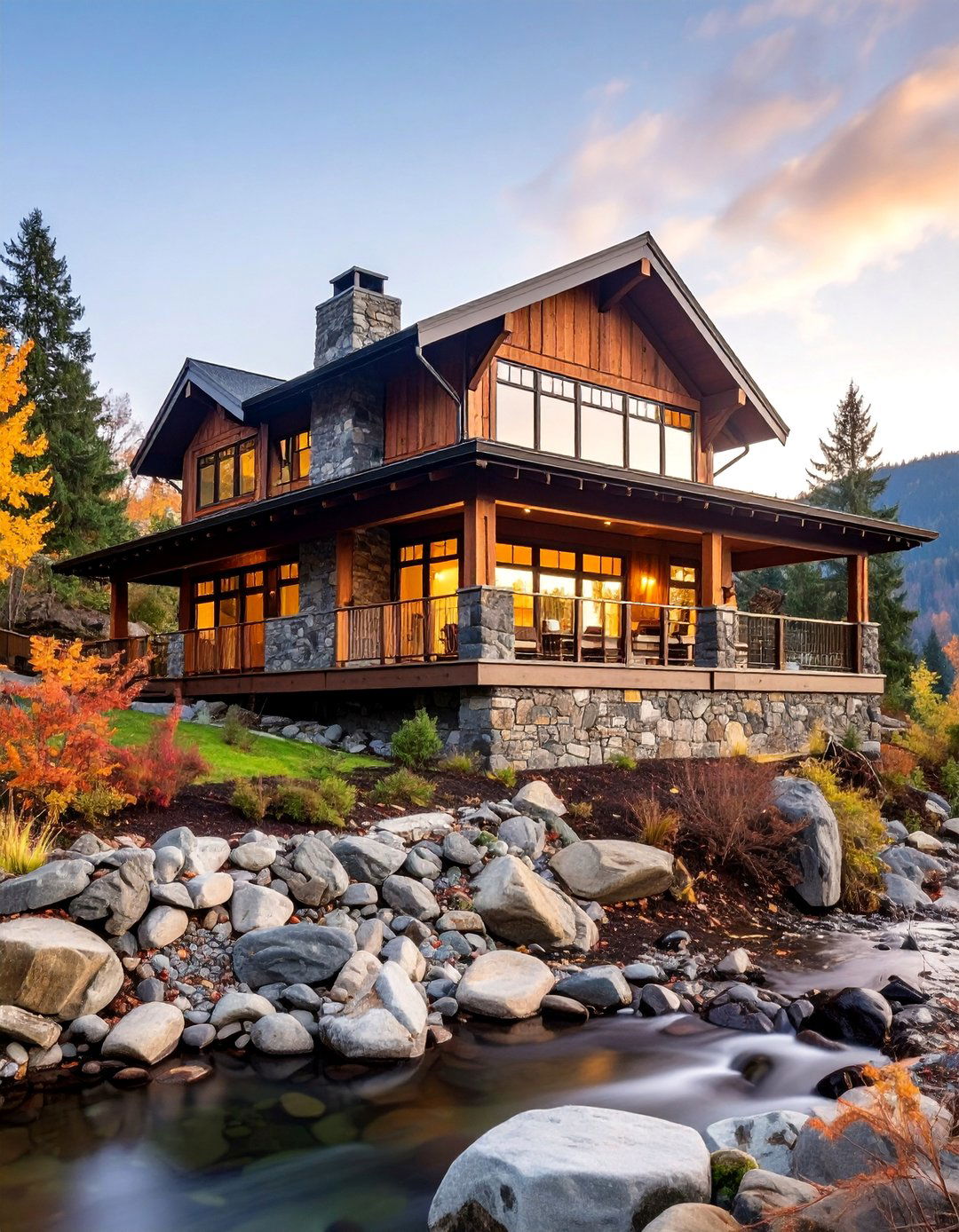 River Rock and Cedar Plank Craftsman - 25 Craftsman Style House Exterior Ideas