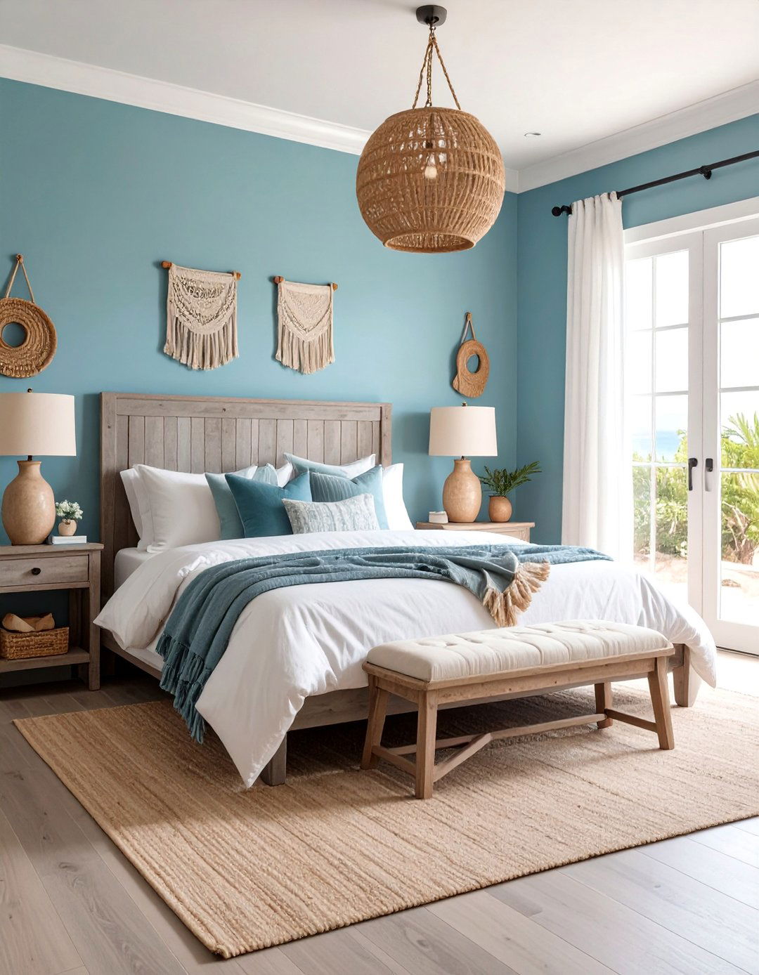 Robins Egg Blue Bedroom with Weathered Grey Wood - 25 Blue and Grey Bedroom Ideas