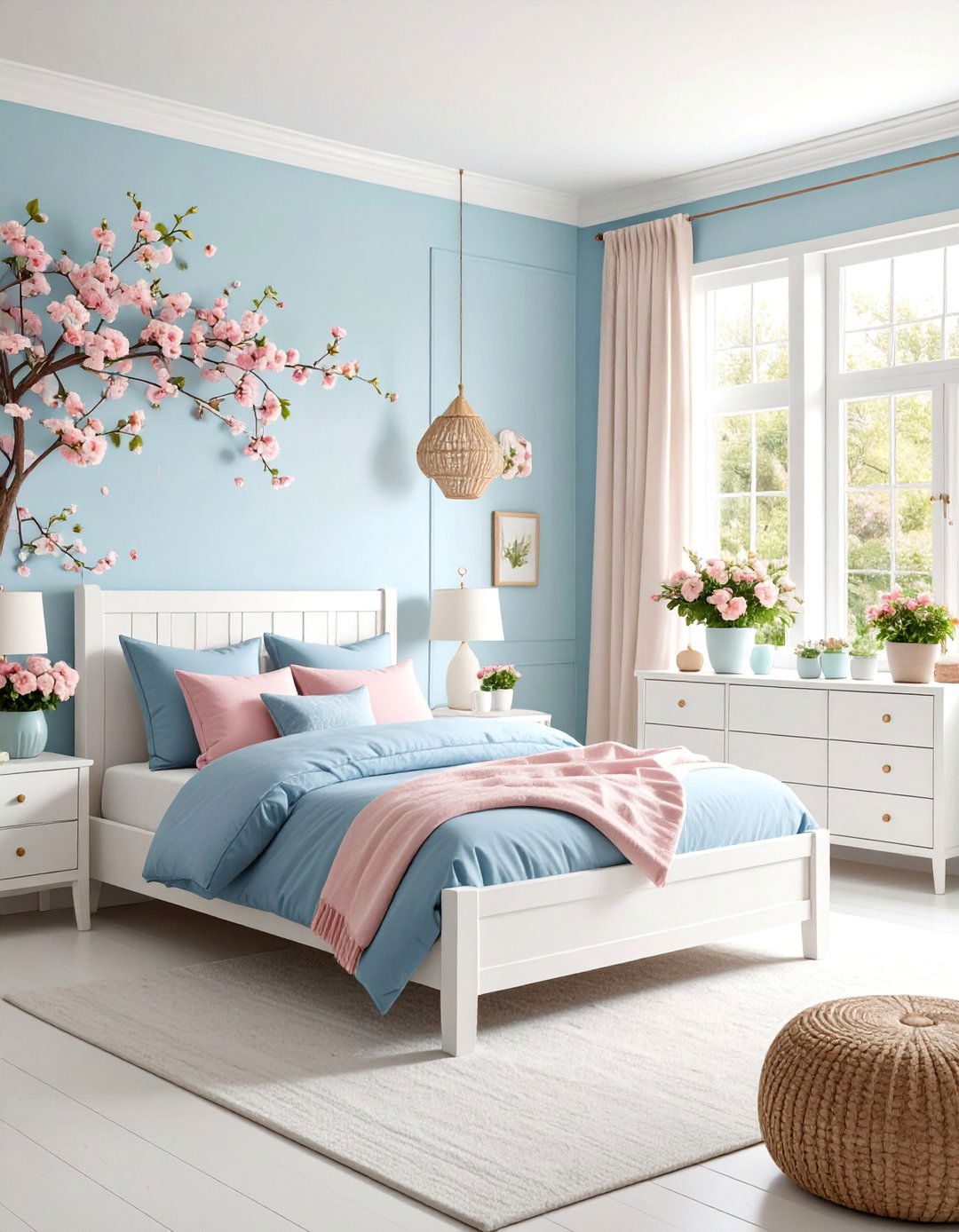 Robins Egg Blue Girls Bedroom with Spring Garden Paradise - 25 Girls Blue Bedroom Ideas
