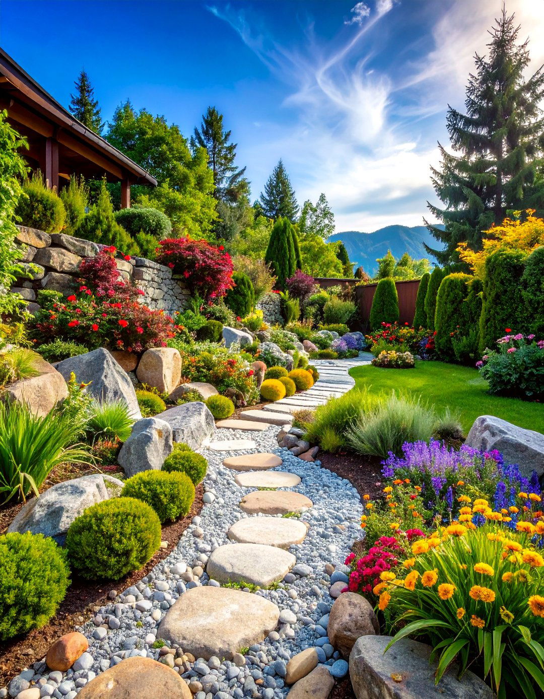 Rock Garden Alpine Landscape - 25 Low Maintenance Backyard Landscaping Ideas