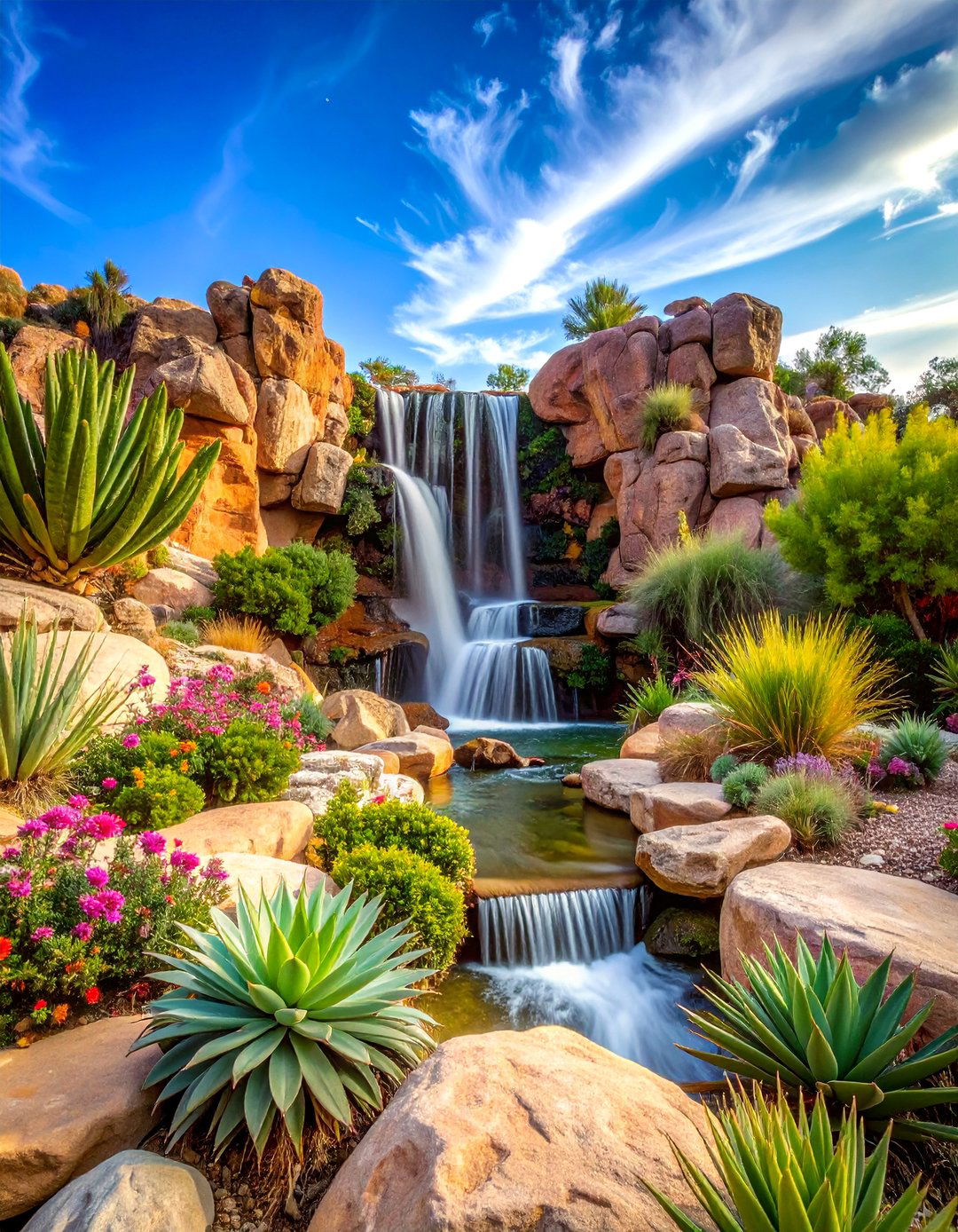 Rock Garden Integration Waterfall - 25 Pondless Waterfall Design Ideas
