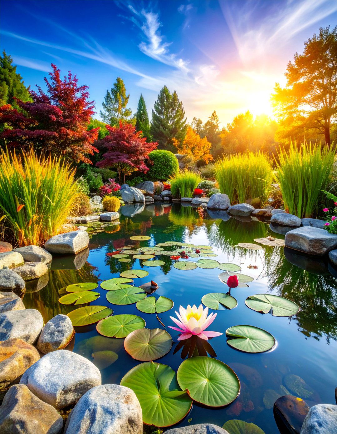 Rock Garden Pond with Aquatic Plants - 25 Rock Garden Ideas