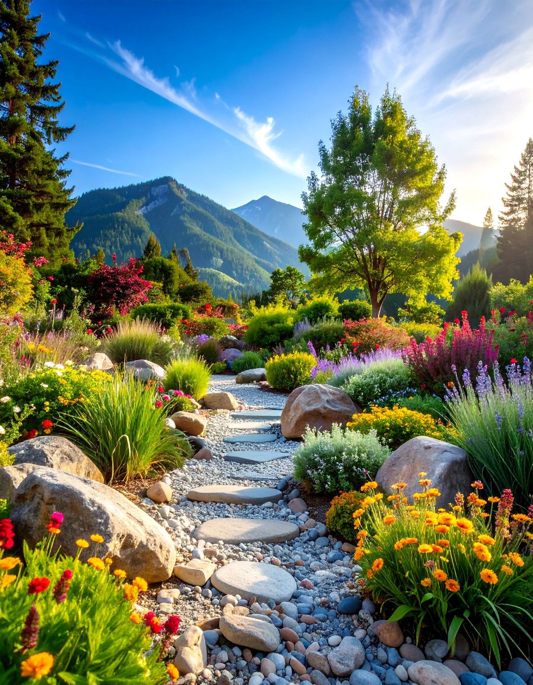Rock Garden with Alpine Plants and Gravel Mulch - 25 Japanese Garden Ideas