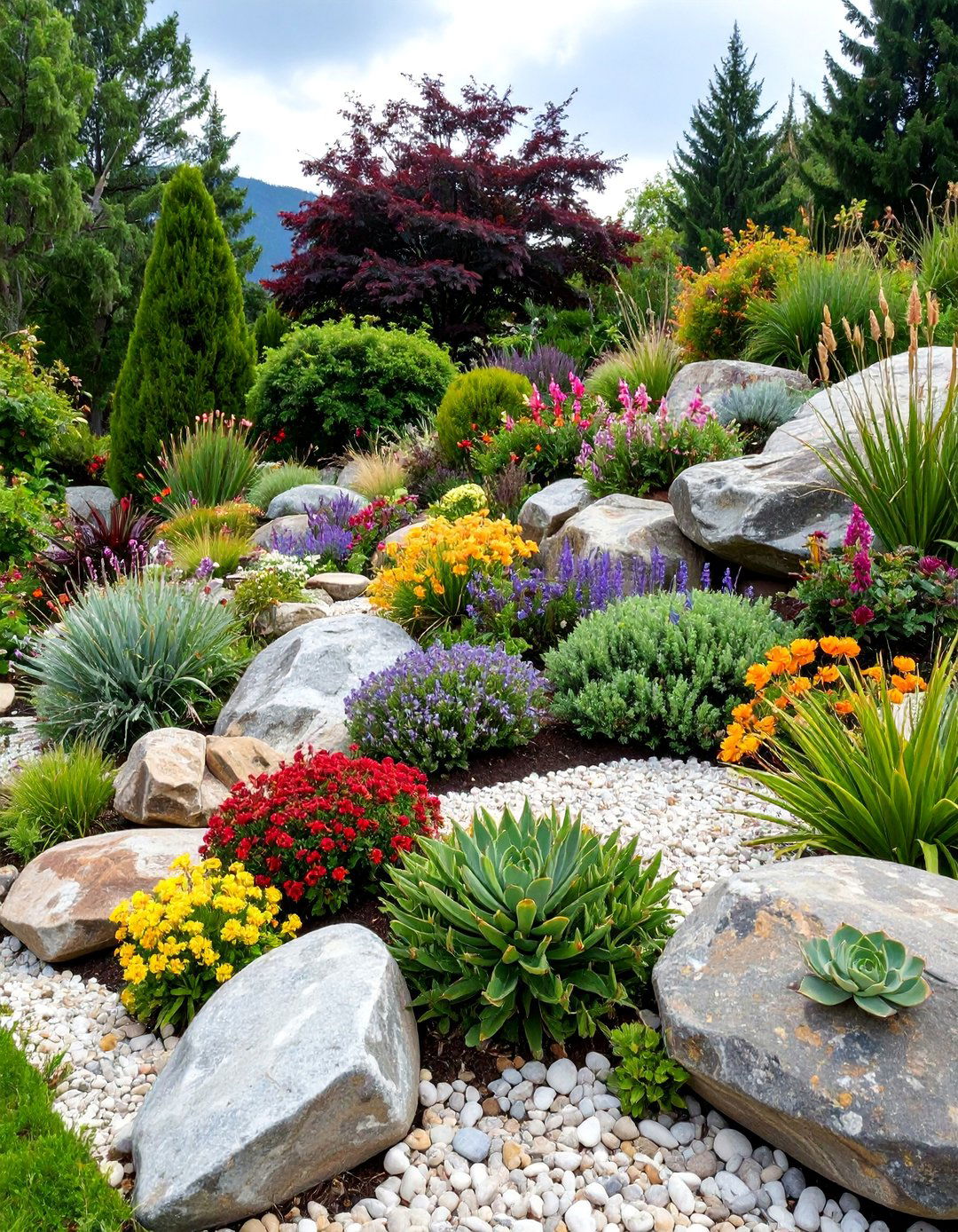 Rock Garden with Alpine Plants and Stone Features - 25 Beautiful Gardens