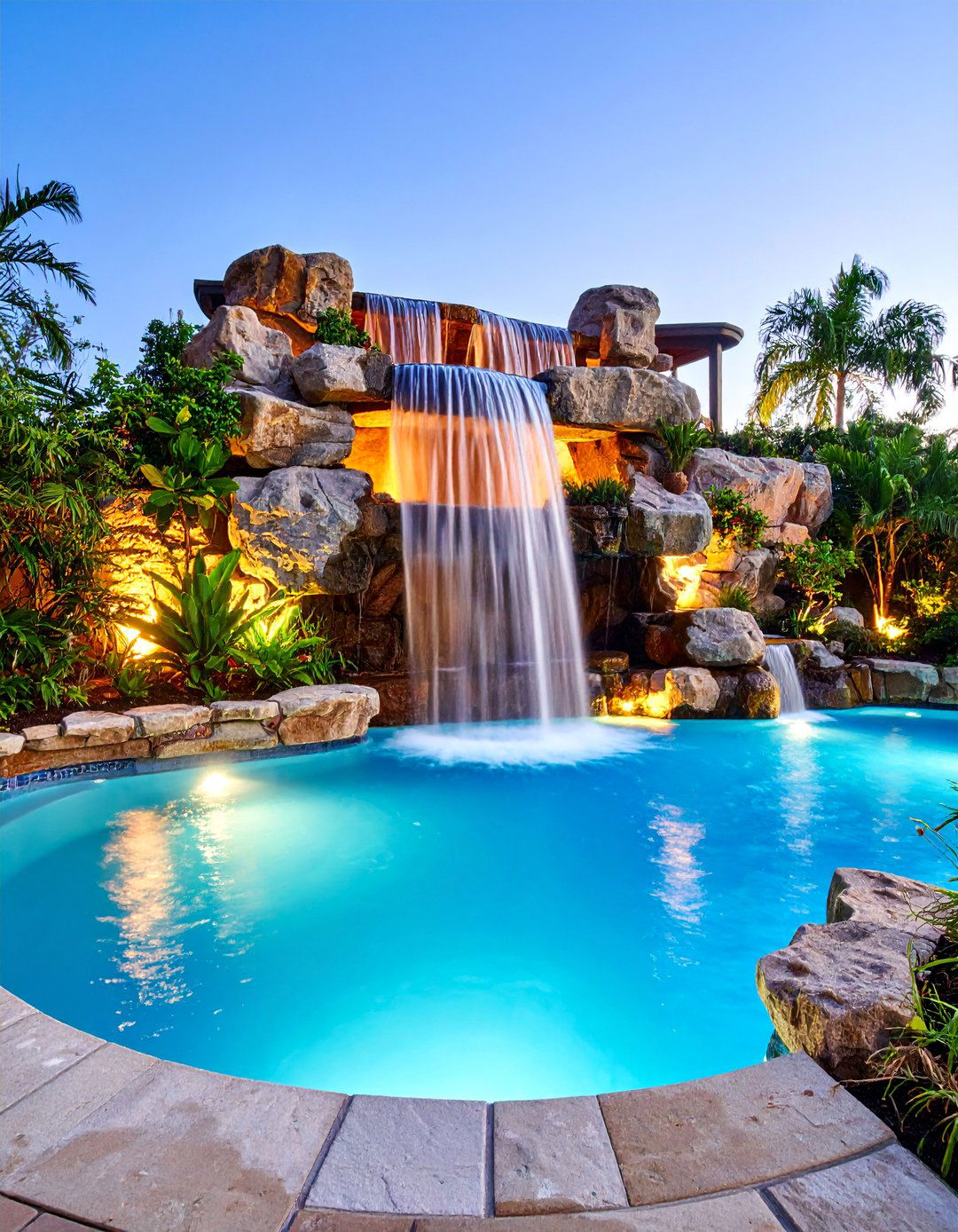 Rock Waterfall Paradise with Natural Grotto - 25 Lagoon Pool Design Ideas