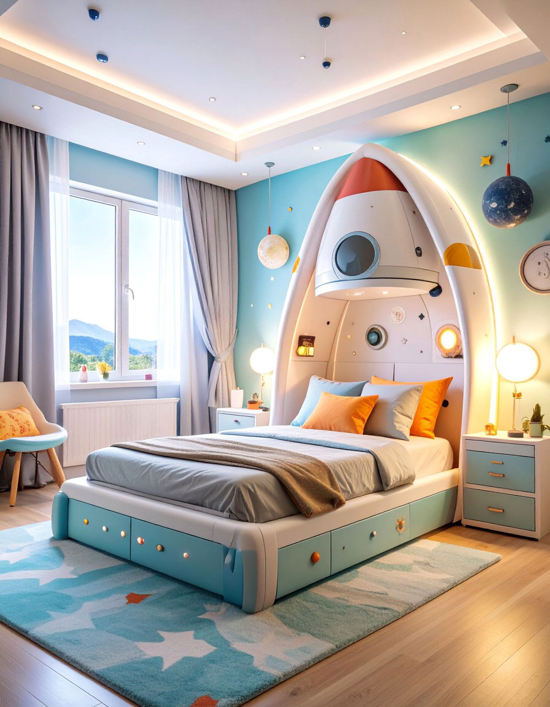 Rocket Ship Bed Frame Galaxy Room - 25 galaxy space-themed bedroom ideas