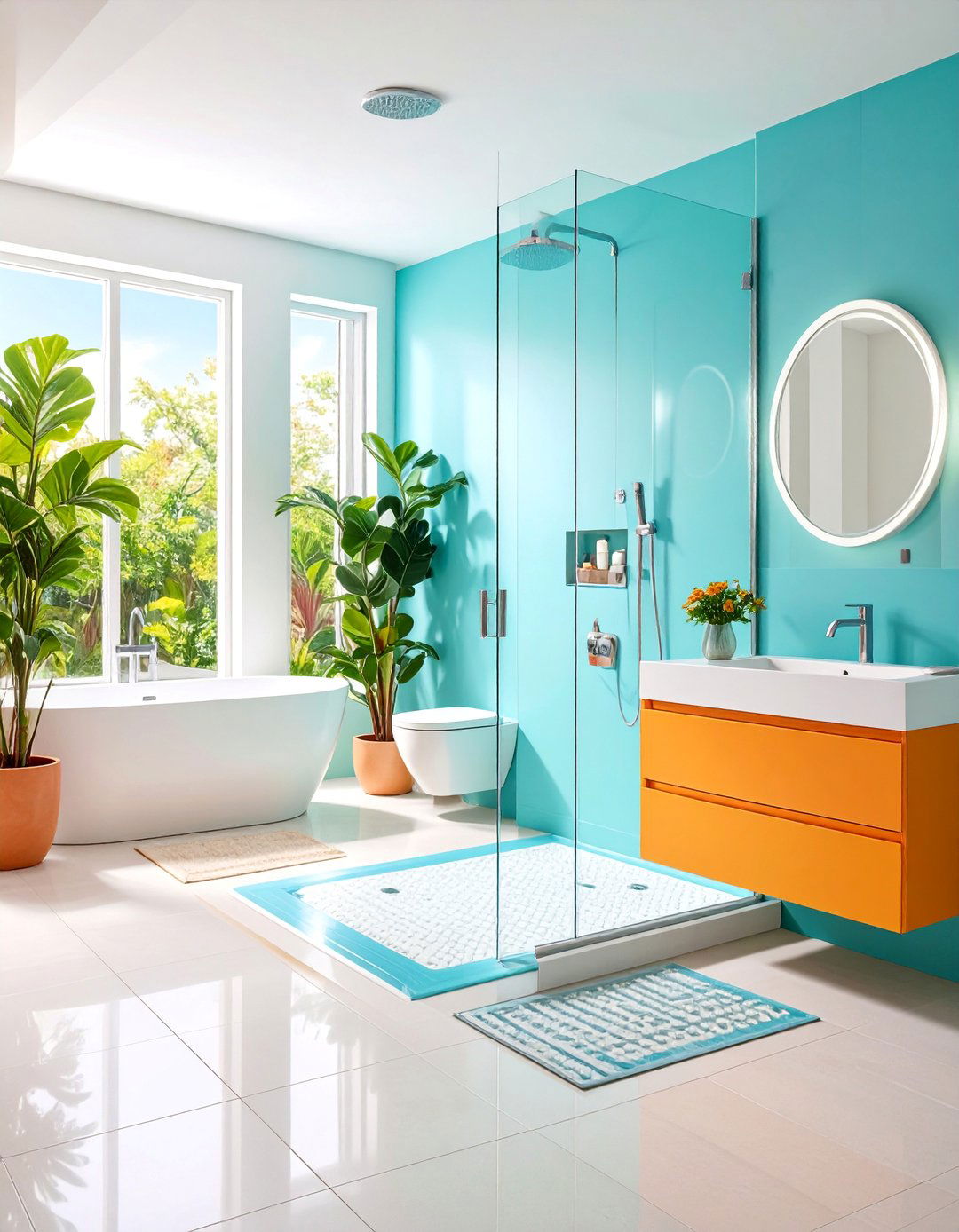 Roll In Shower Design with Multiple Spray Options - 25 Handicap Bathroom Ideas