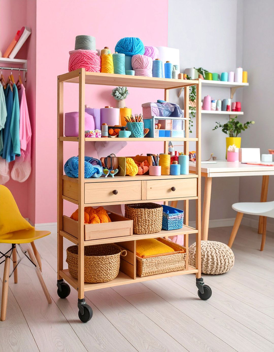Rolling Cart Mobile Station - 25 Small Craft Room Ideas