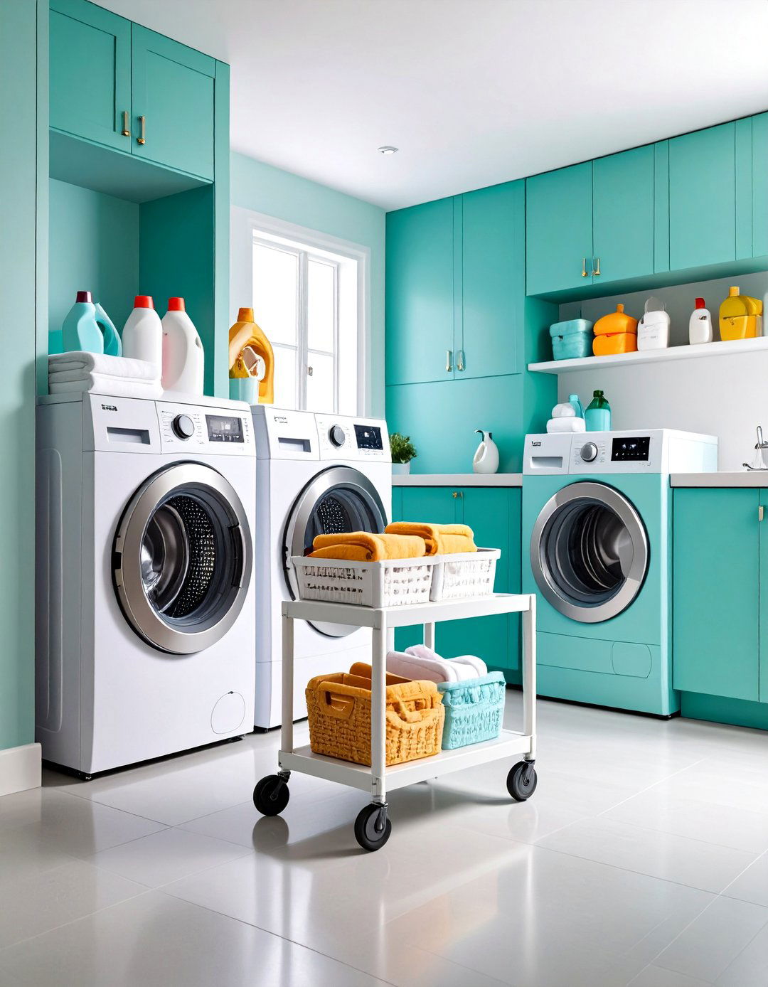 Rolling Cart Storage for Narrow Spaces Between Appliances - 25 Laundry Room Storage Ideas