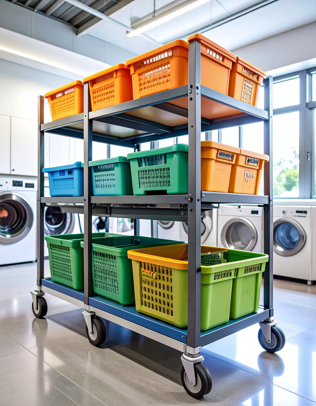 Rolling Laundry Cart Station - 25 Laundry Basket Storage Ideas