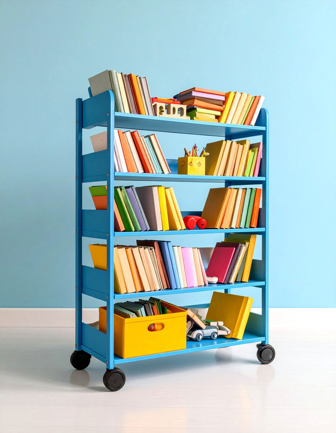 Rolling Library Cart for Books and Toys - 25 Toy Storage Ideas