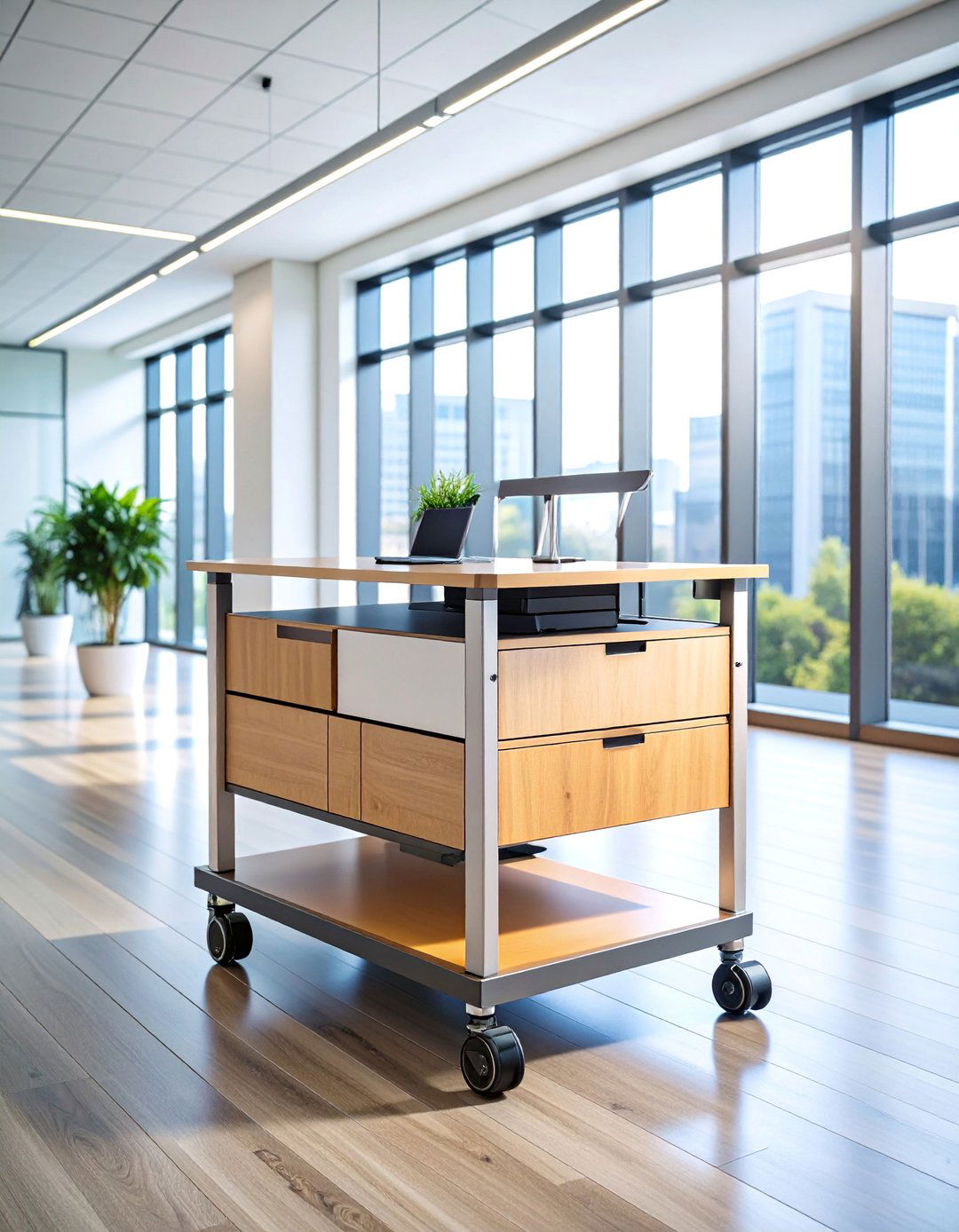 Rolling Mobile Office Cart with Multi Level Storage - 25 Office Storage Ideas