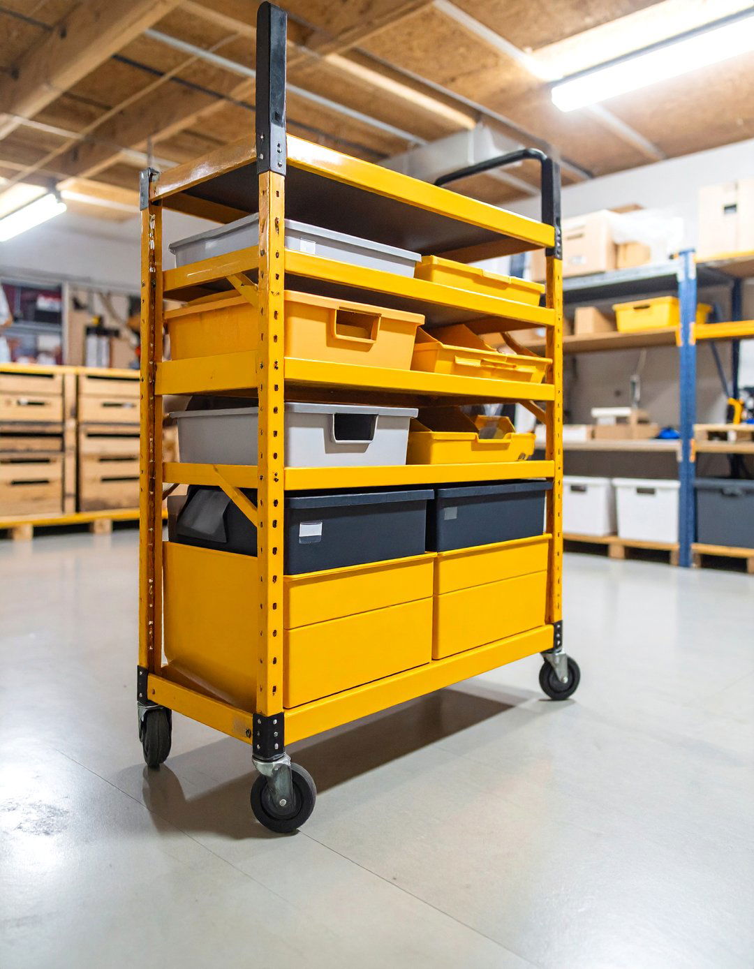 Rolling Storage Cart with Multiple Compartments - 25 Basement Furniture Ideas