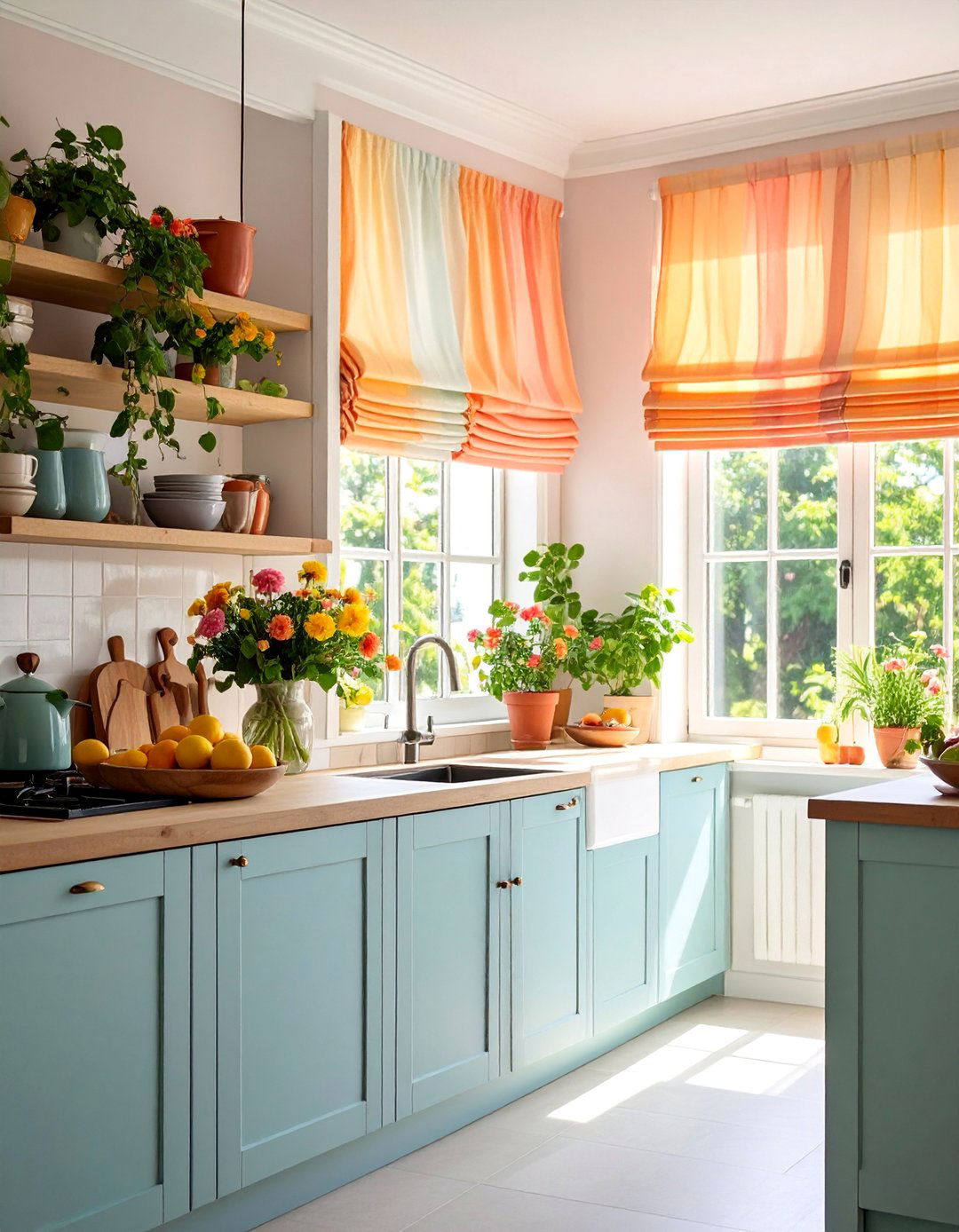 Roman Shade Window Treatment Design - 25 Kitchen Window Ideas