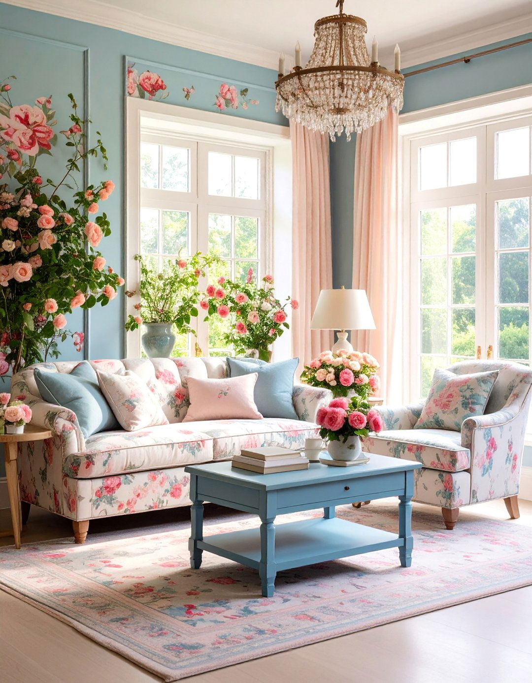 Romantic Alcove Living Room with Built in Seating - 25 Shabby-chic Style Living Room Ideas